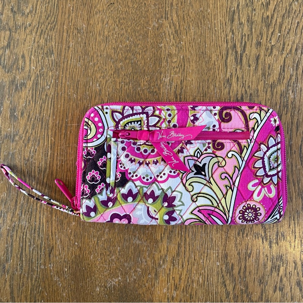 Vera Bradley Very Berry Paisley Zip Around Wristlet Wallet